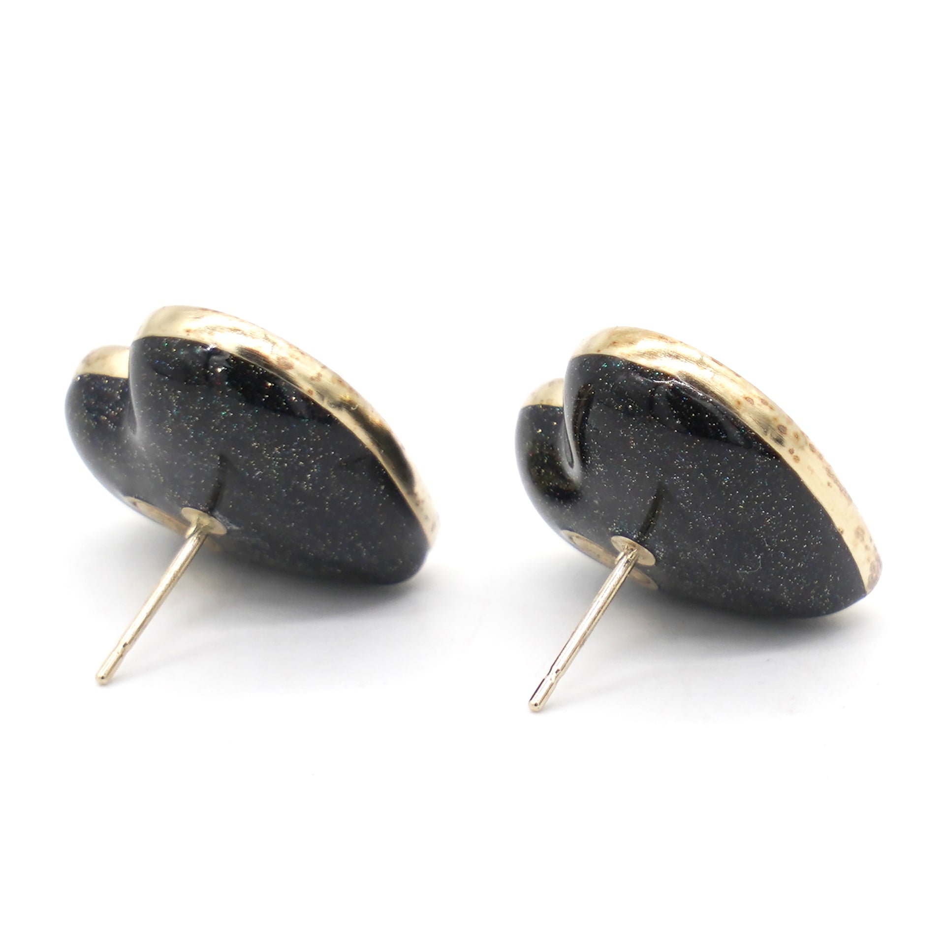 Chanel Crystal Metal CC Heart Earrings Gold 