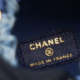 Chanel Denim Quilted Mood Mini Bucket With Chain Blue Multicolor 