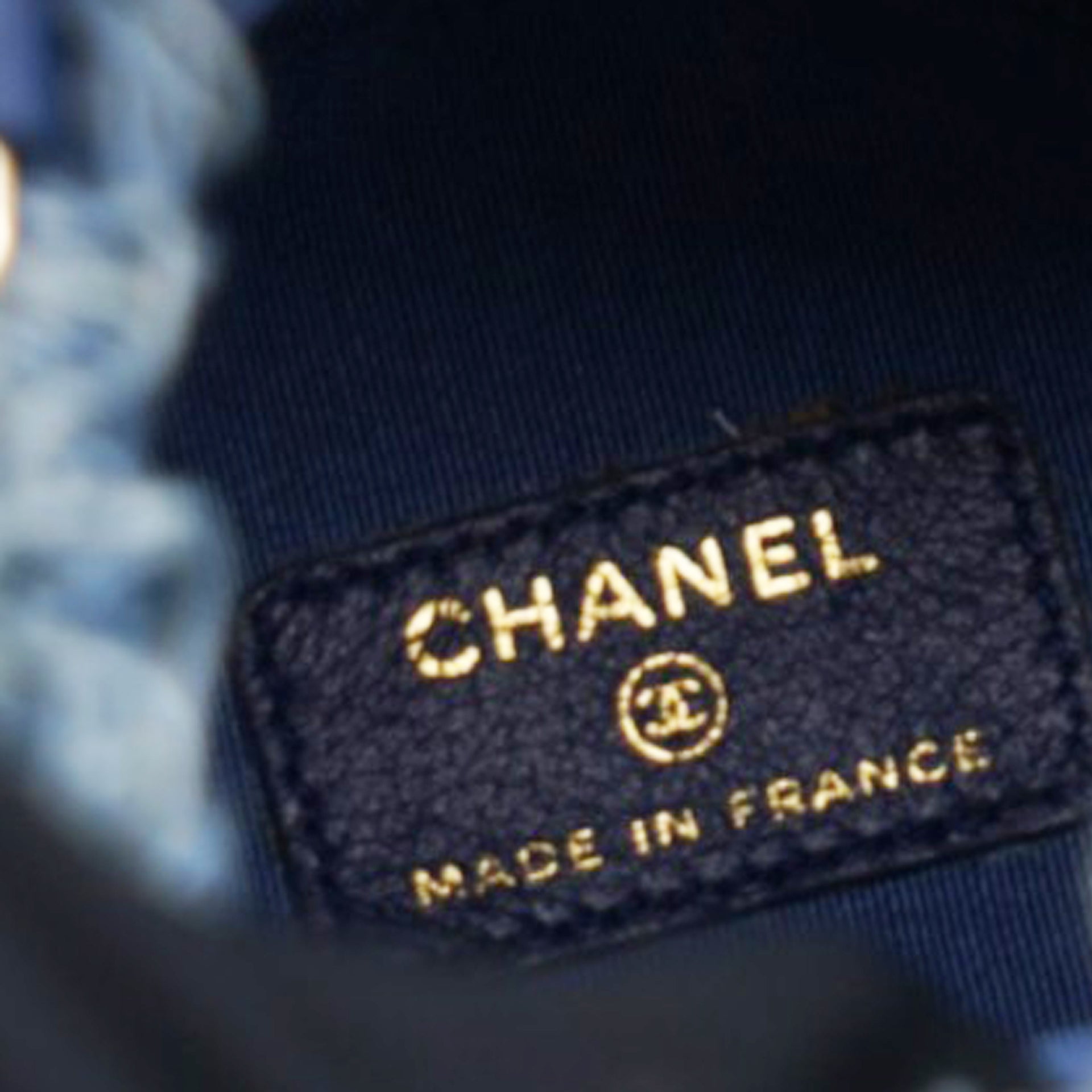 Chanel Denim Quilted Mood Mini Bucket With Chain Blue Multicolor 