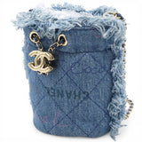 Chanel Denim Quilted Mood Mini Bucket With Chain Blue Multicolor 