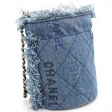 Chanel Denim Quilted Mood Mini Bucket With Chain Blue Multicolor 