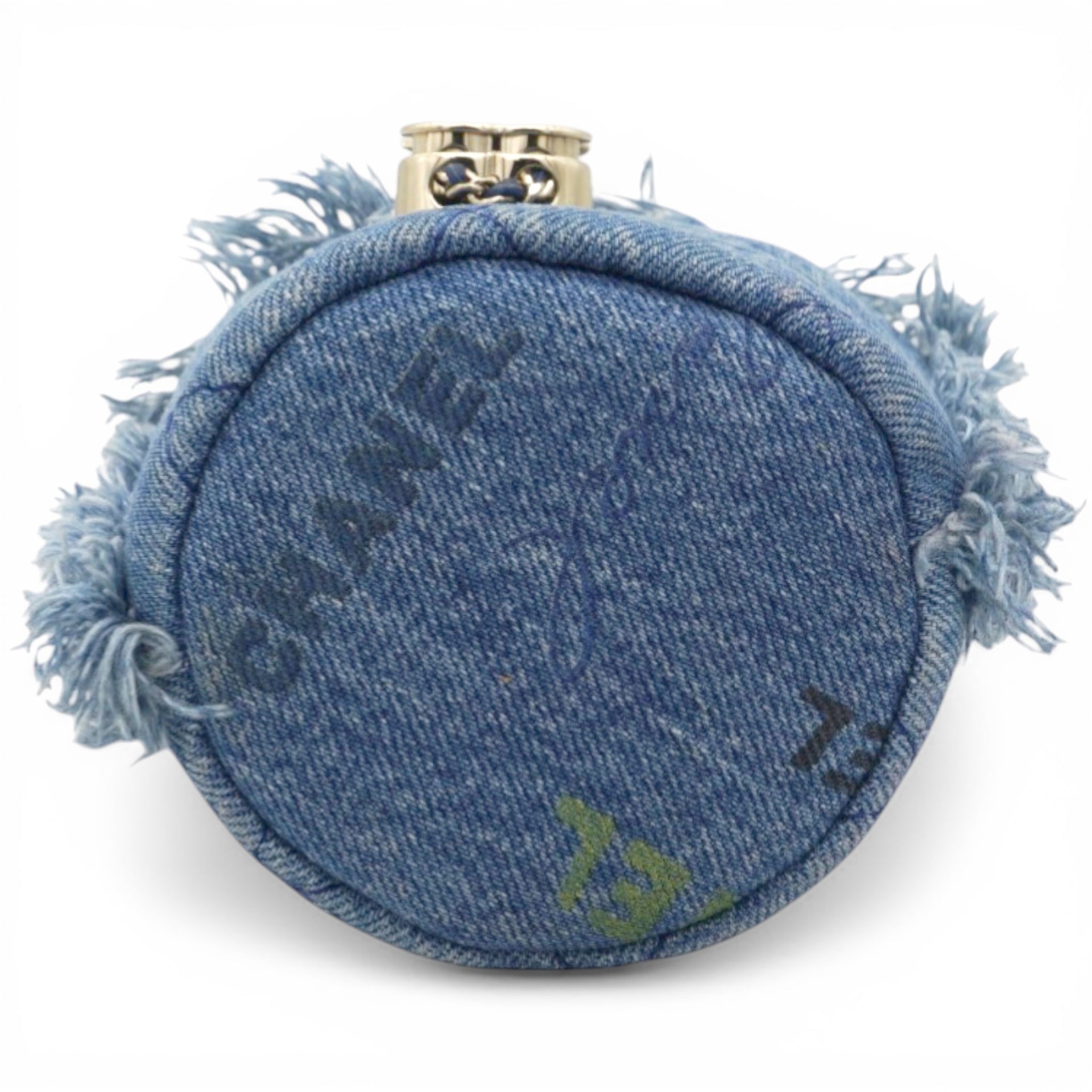 Chanel Denim Quilted Mood Mini Bucket With Chain Blue Multicolor 