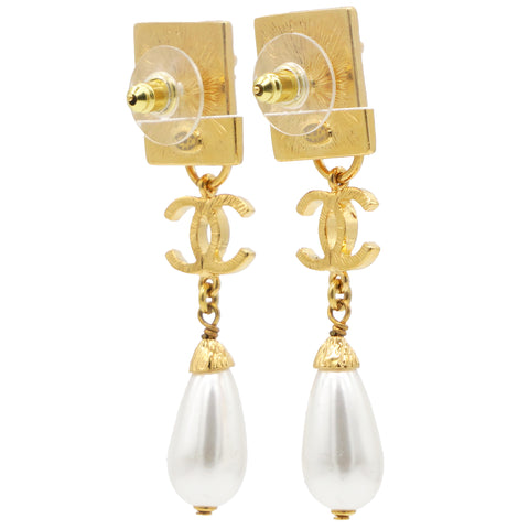 Chanel Faux Pearl Lion Doorknocker Drop Earrings