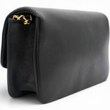 Chanel Flap Bag Black Shiny Grained Calfskin Brushed Gold Hardware 