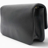 Chanel Flap Bag Black Shiny Grained Calfskin Brushed Gold Hardware 