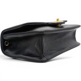 Chanel Flap Bag Black Shiny Grained Calfskin Brushed Gold Hardware 