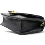 Chanel Flap Bag Black Shiny Grained Calfskin Brushed Gold Hardware 