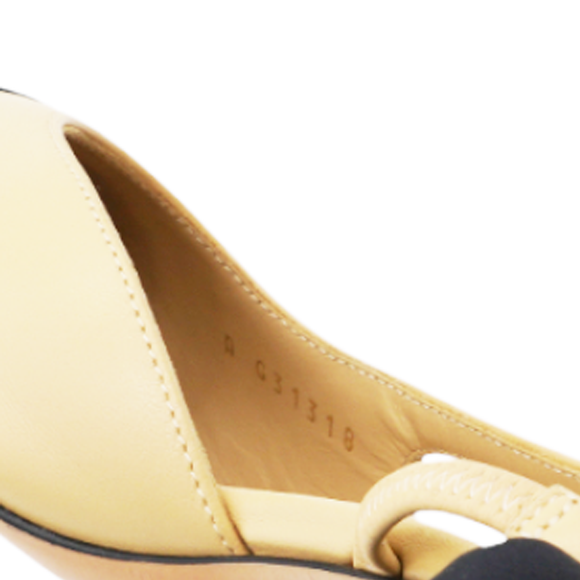 Chanel Goatskin Grosgrain Cap Toe CC Slingback Sandals Beige Black Size37 