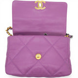 Chanel Goatskin Quilted Small Chanel 19 Flap Purple 