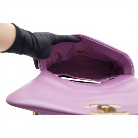 Chanel Goatskin Quilted Small Chanel 19 Flap Purple 
