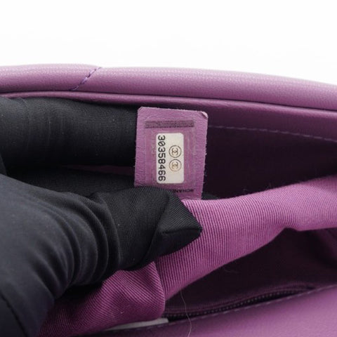 Chanel Goatskin Quilted Small Chanel 19 Flap Purple 