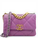 Chanel Goatskin Quilted Small Chanel 19 Flap Purple 