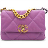 Chanel Goatskin Quilted Small Chanel 19 Flap Purple 