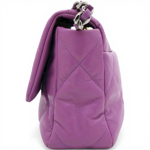 Chanel Goatskin Quilted Small Chanel 19 Flap Purple 