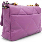Chanel Goatskin Quilted Small Chanel 19 Flap Purple 