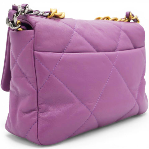 Chanel Goatskin Quilted Small Chanel 19 Flap Purple 