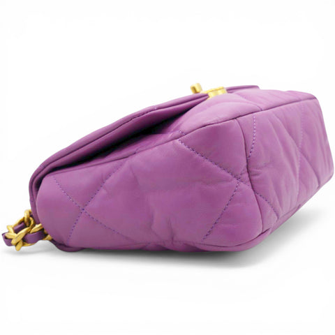 Chanel Goatskin Quilted Small Chanel 19 Flap Purple 