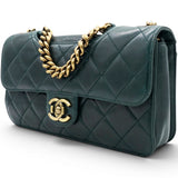 Chanel Green Quilted Glazed Calfskin Perfect Edge Flap Bag Gold Hardware 