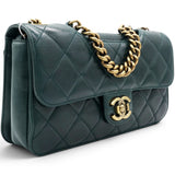 Chanel Green Quilted Glazed Calfskin Perfect Edge Flap Bag Gold Hardware 