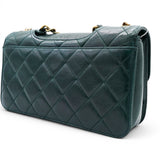 Chanel Green Quilted Glazed Calfskin Perfect Edge Flap Bag Gold Hardware 
