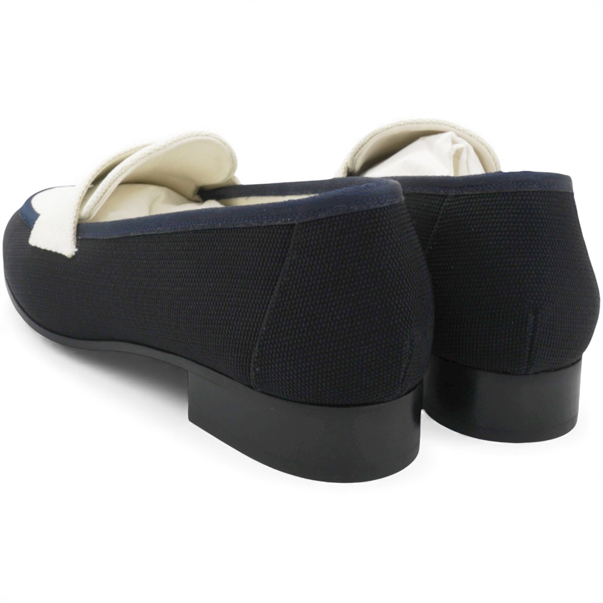 Chanel Interlocking CC Logo Canvas Loafers Size38.5