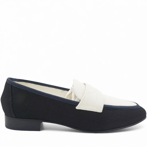 Chanel Interlocking CC Logo Canvas Loafers Size38.5