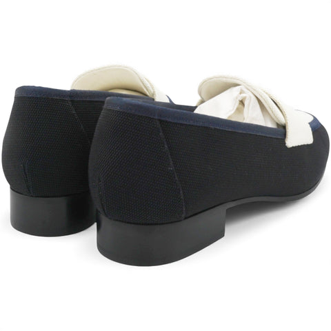 Chanel Interlocking CC Logo Canvas Loafers Size38.5