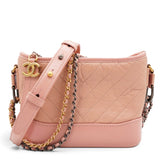 Chanel Iridescent Aged Calfskin Quilted Small Gabrielle Hobo Rose Rose 