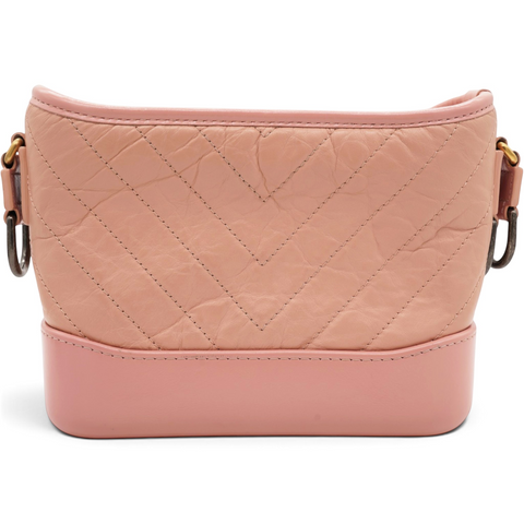 Chanel Iridescent Aged Calfskin Quilted Small Gabrielle Hobo Rose Rose 