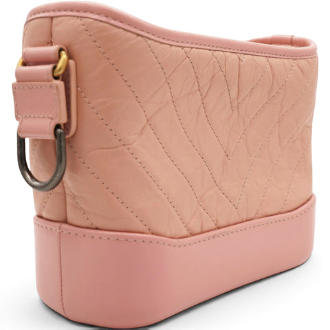 Chanel Iridescent Aged Calfskin Quilted Small Gabrielle Hobo Rose Rose 
