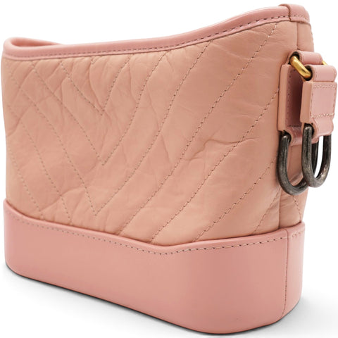 Chanel Iridescent Aged Calfskin Quilted Small Gabrielle Hobo Rose Rose 