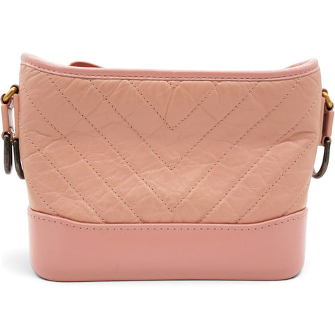 Chanel Iridescent Aged Calfskin Quilted Small Gabrielle Hobo Rose Rose 