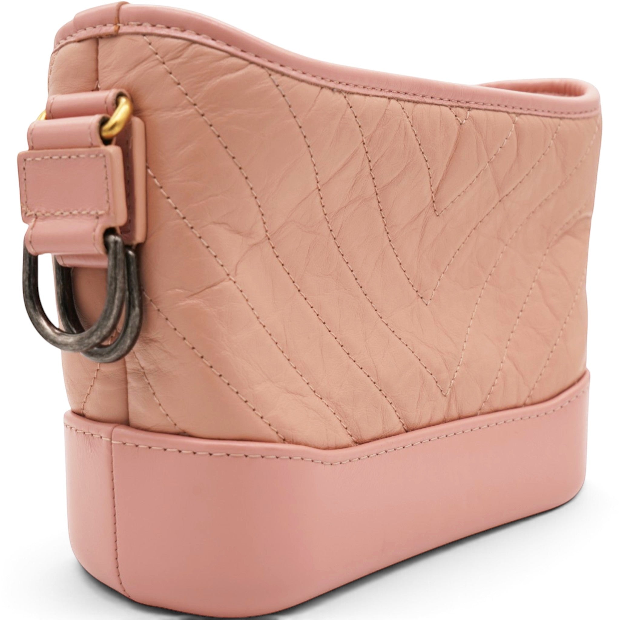 Chanel Iridescent Aged Calfskin Quilted Small Gabrielle Hobo Rose Rose 