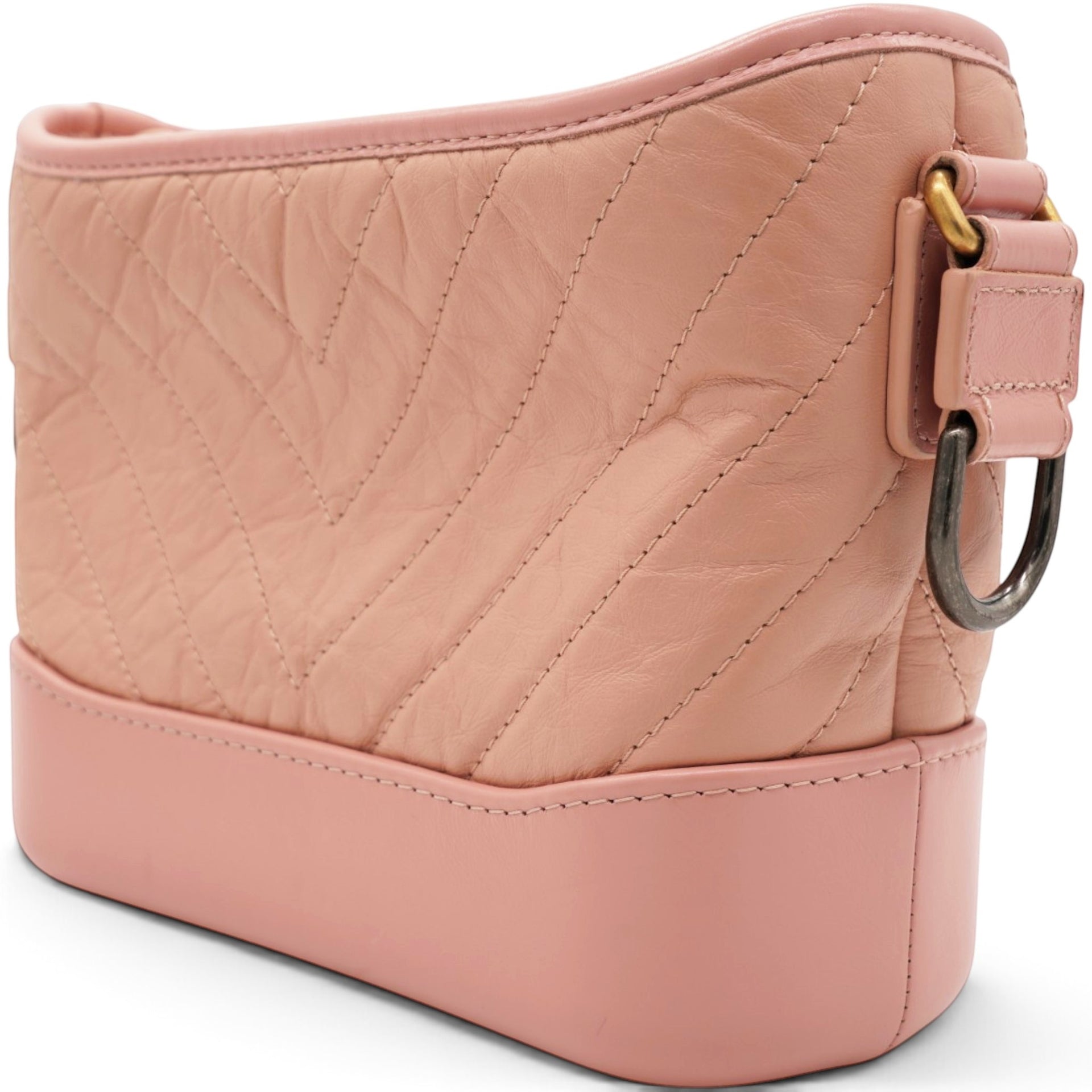 Chanel Iridescent Aged Calfskin Quilted Small Gabrielle Hobo Rose Rose 