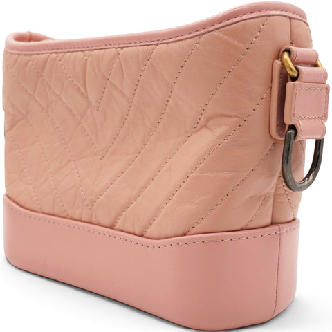 Chanel Iridescent Aged Calfskin Quilted Small Gabrielle Hobo Rose Rose 