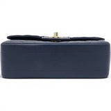 Chanel Lambskin Chevron Quilted Mini Chain Around Rectangular Flap Navy 