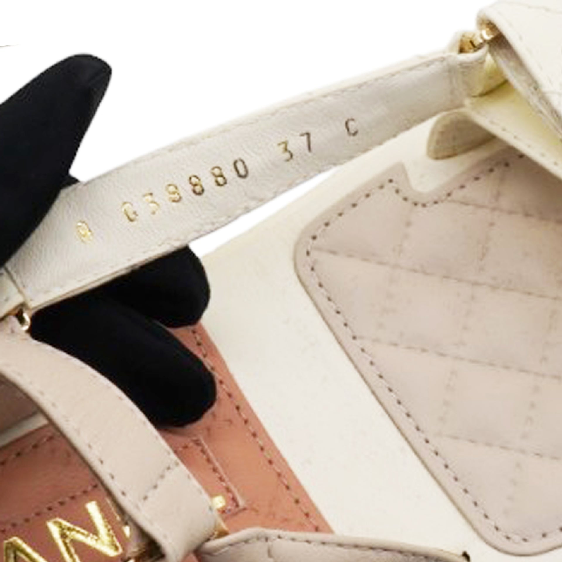 Chanel  Lambskin Logo Platform Sandals Beige Ivory White Size37