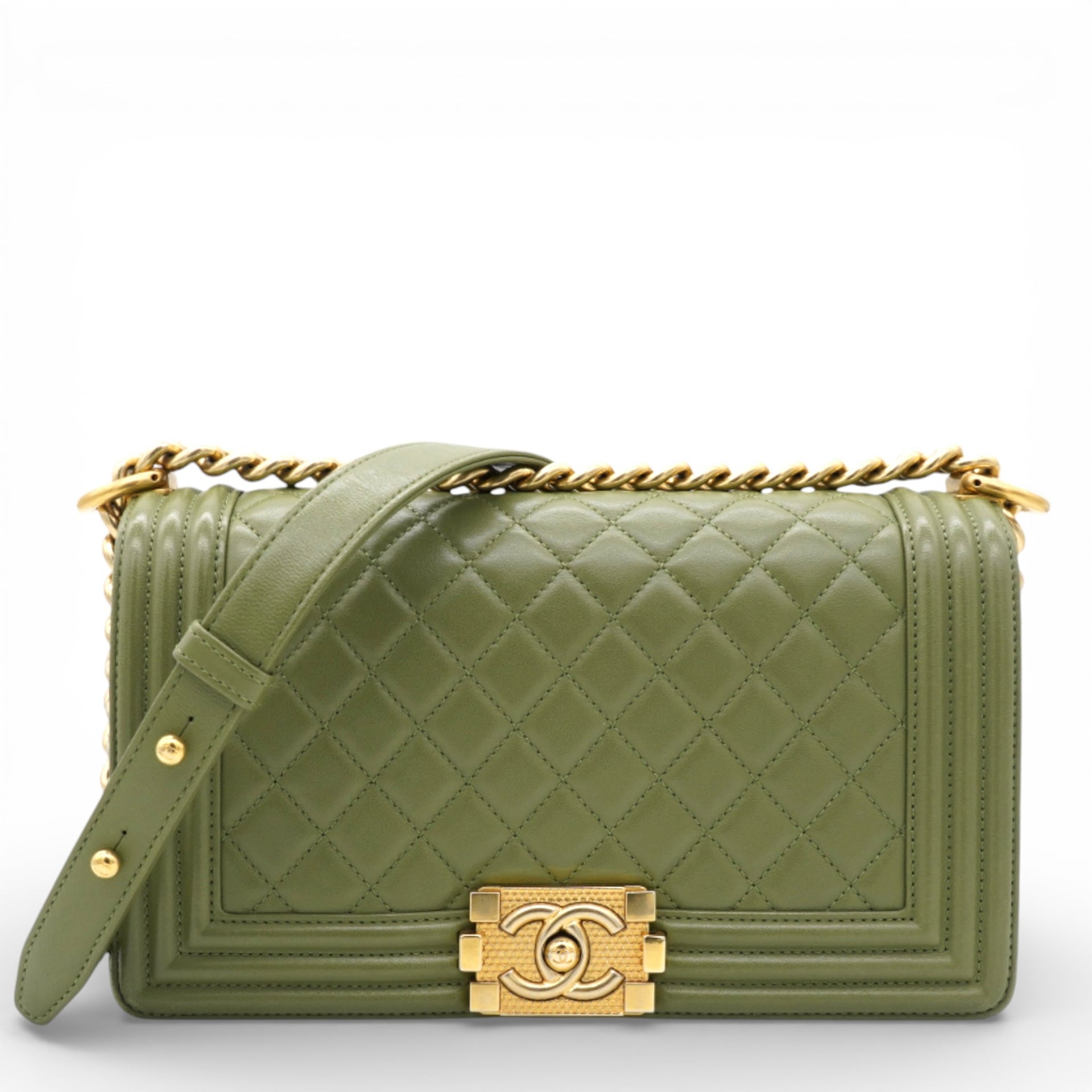 Chanel Lambskin Medium Leboy Flap Green