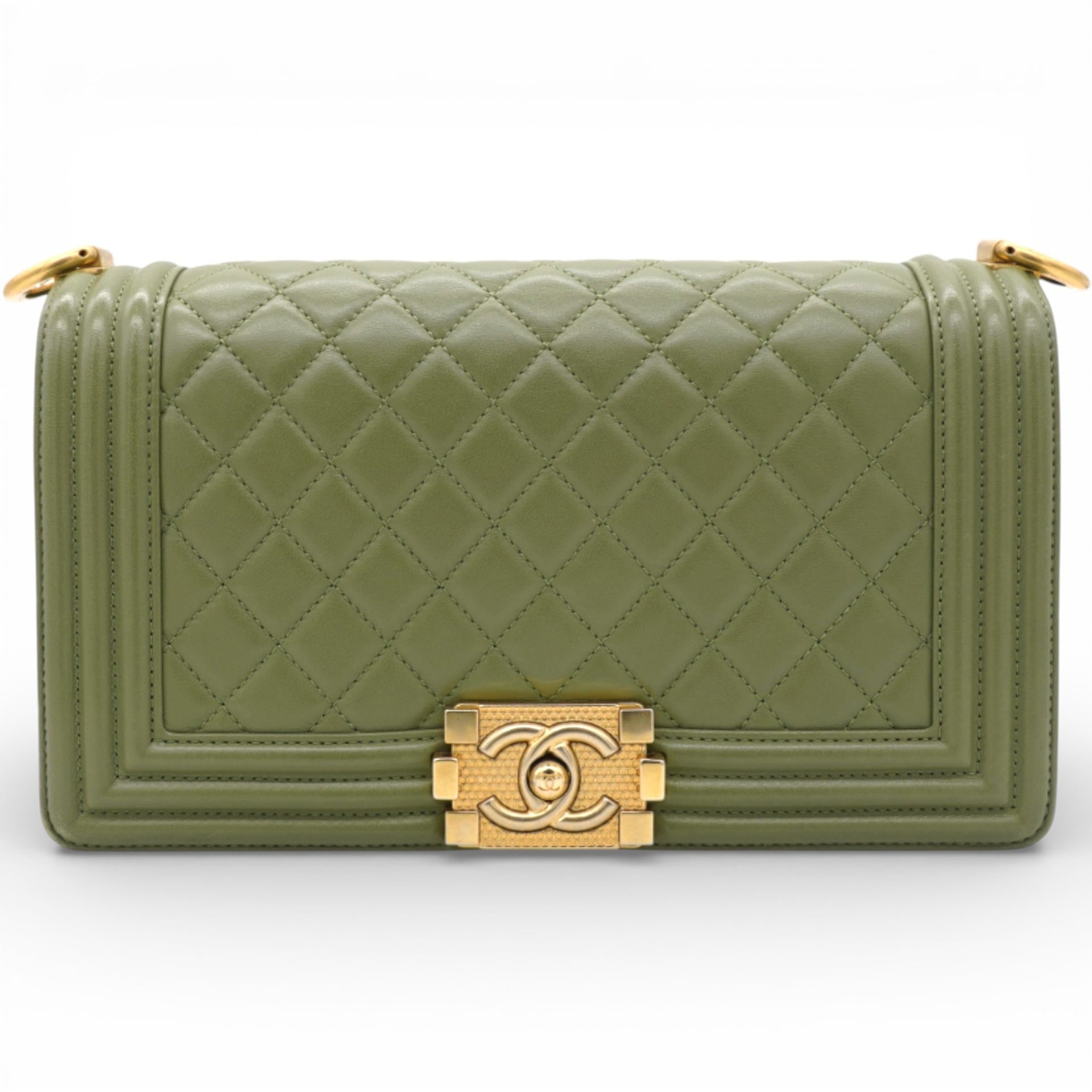 Chanel Lambskin Medium Leboy Flap Green