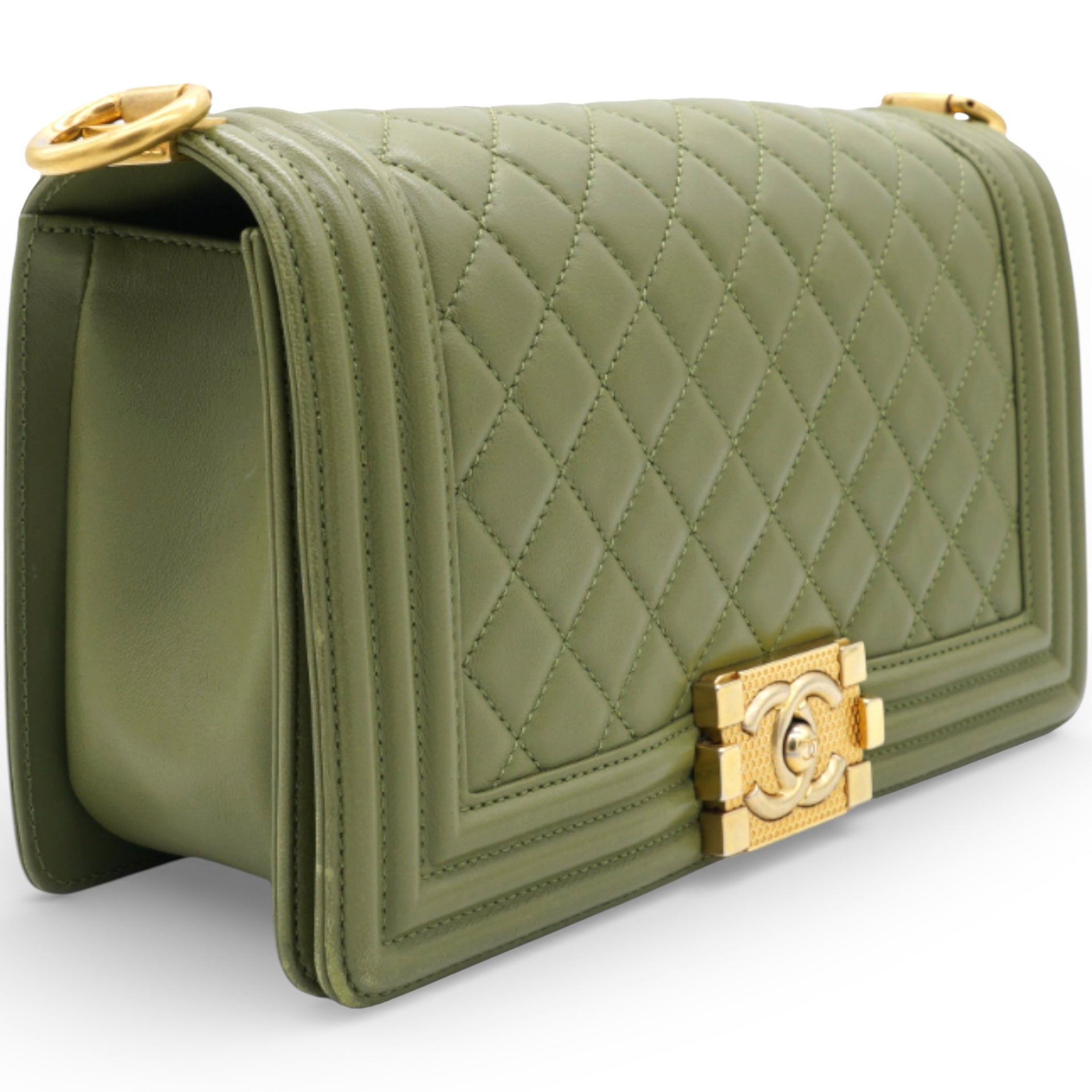 Chanel Lambskin Medium Leboy Flap Green