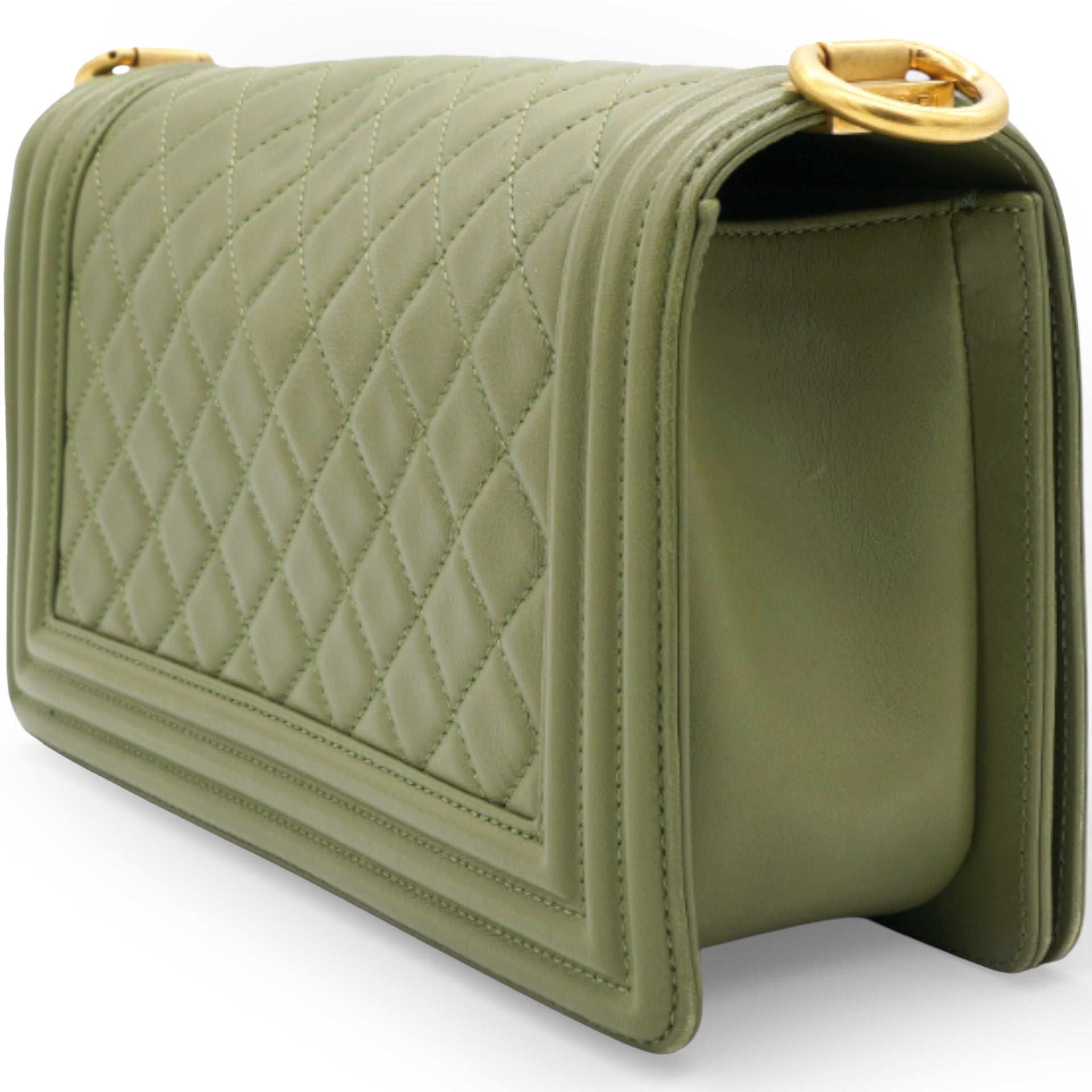 Chanel Lambskin Medium Leboy Flap Green