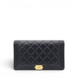 Chanel Lambskin Quilted Boy Yen Wallet Black 