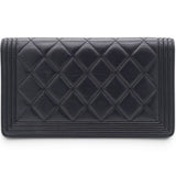 Chanel Lambskin Quilted Boy Yen Wallet Black 