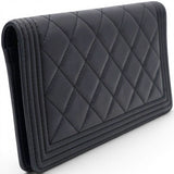 Chanel Lambskin Quilted Boy Yen Wallet Black 