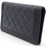 Chanel Lambskin Quilted Boy Yen Wallet Black 