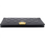 Chanel Lambskin Quilted Boy Yen Wallet Black 