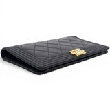 Chanel Lambskin Quilted Boy Yen Wallet Black 