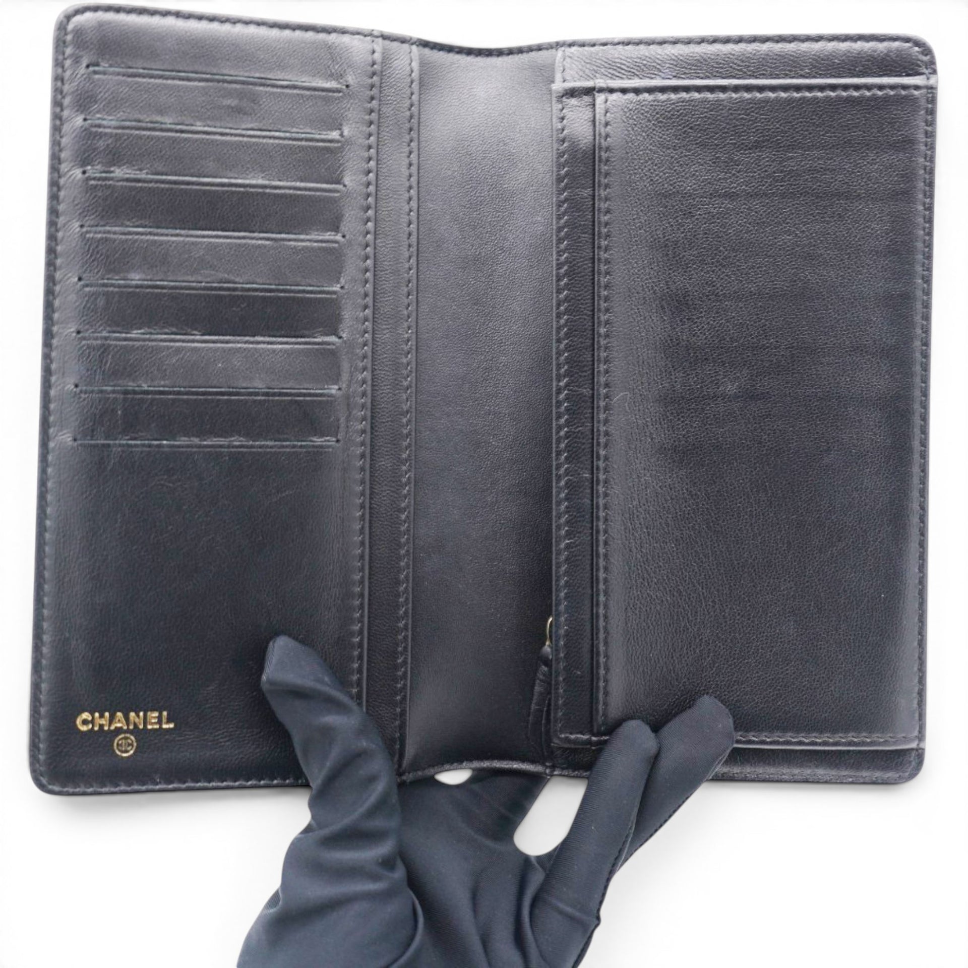 Chanel Lambskin Quilted Boy Yen Wallet Black 