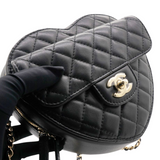 Chanel Lambskin Quilted CC In Love Heart Bag Black 