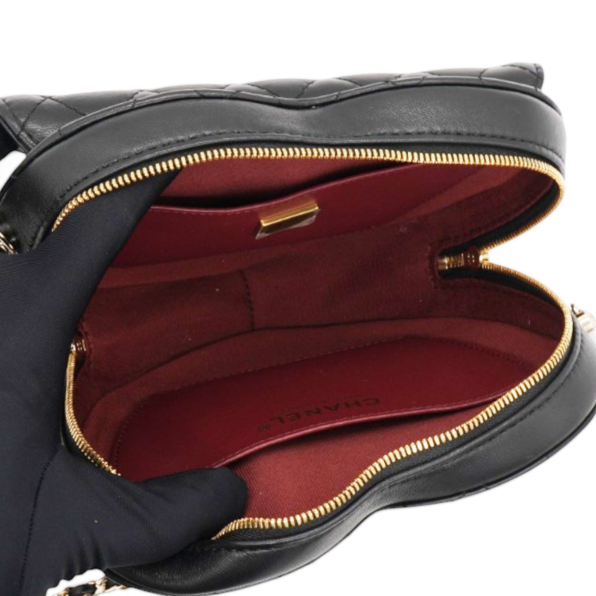 Chanel Lambskin Quilted CC In Love Heart Bag Black 